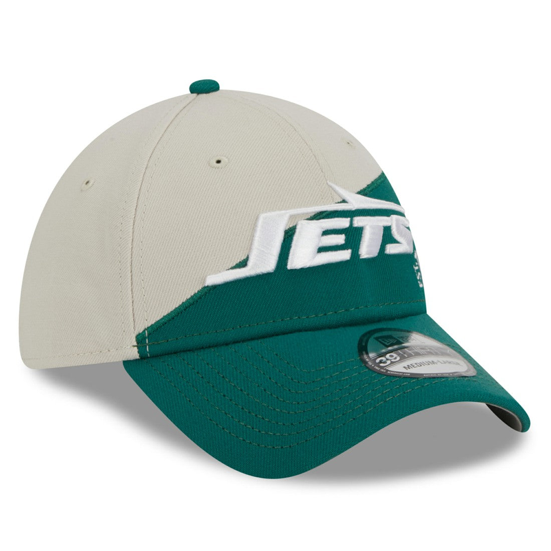 New York Jets New Era 2023 Sideline Historic 39THIRTY Flex Hat Cream/Kelly Green