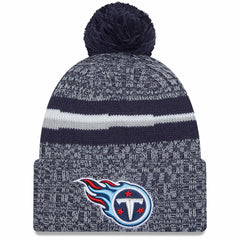 Tennessee Titans New Era Youth 2023 Sideline Cuffed Knit Hat With Pom Navy
