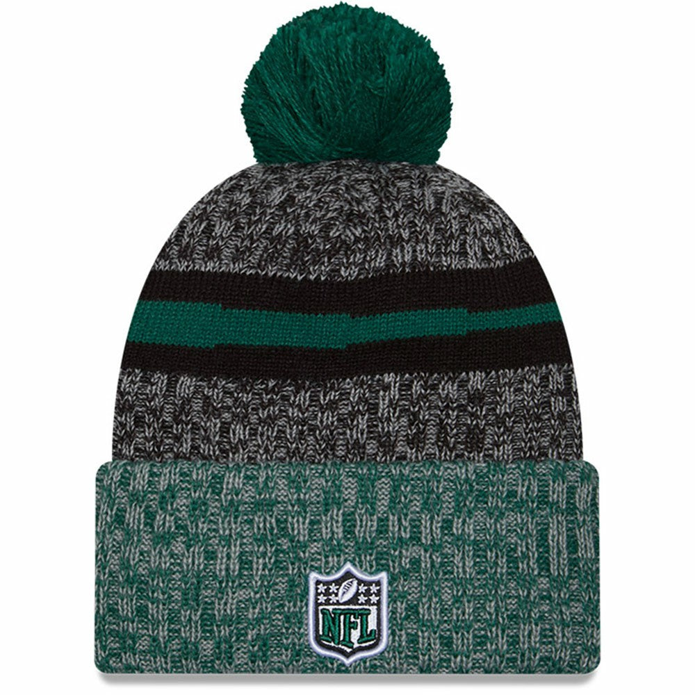 New York Jets New Era 2023 Sideline Sport Cuffed Pom Knit Hat Black/Green