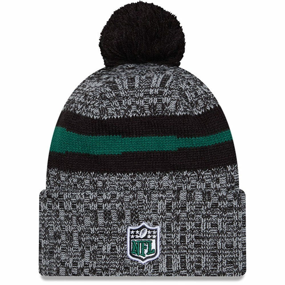 New York Jets New Era 2023 Sideline Cuffed Knit Hat With Pom Black