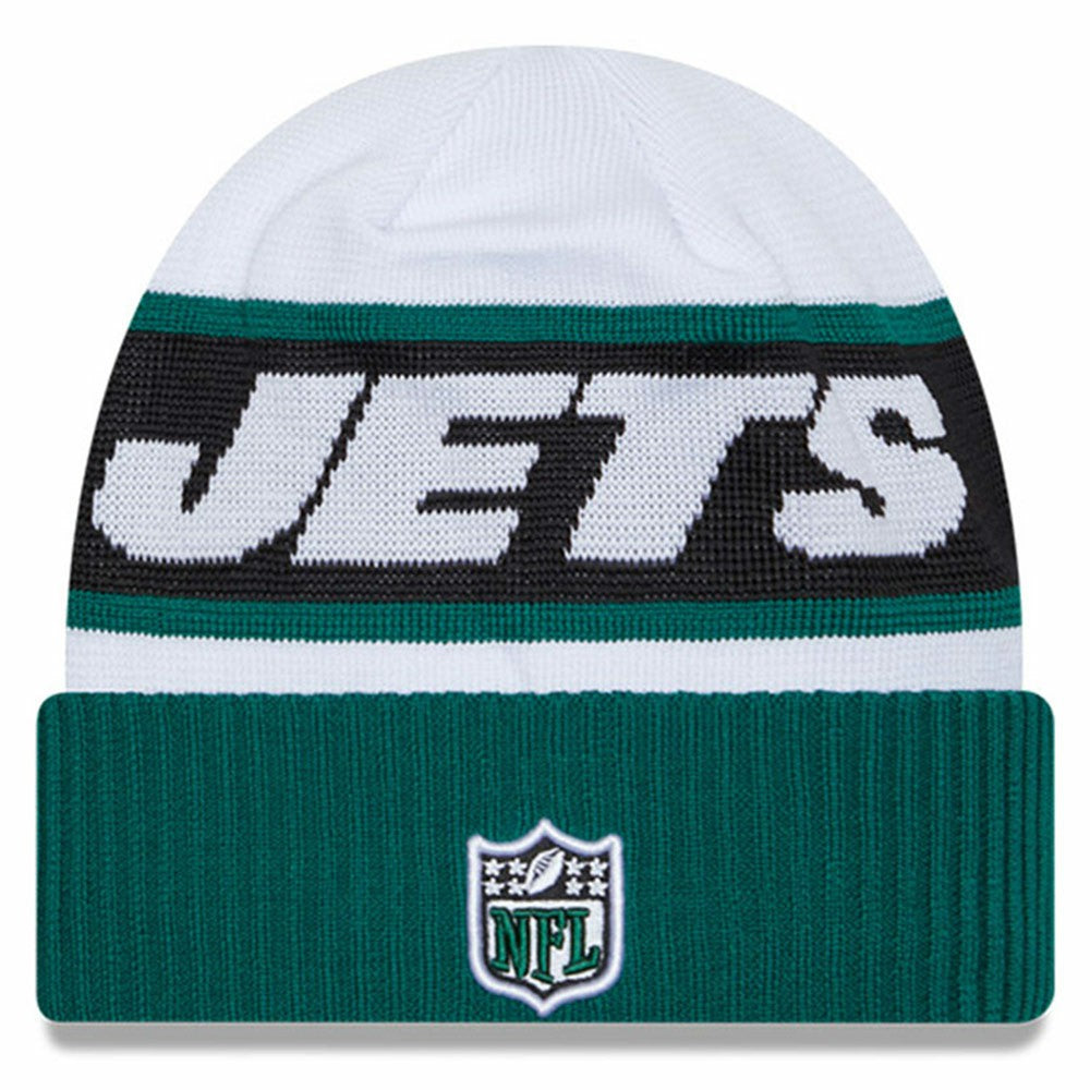 New York Jets New Era 2023 Sideline Tech Cuffed Knit Hat White/Green