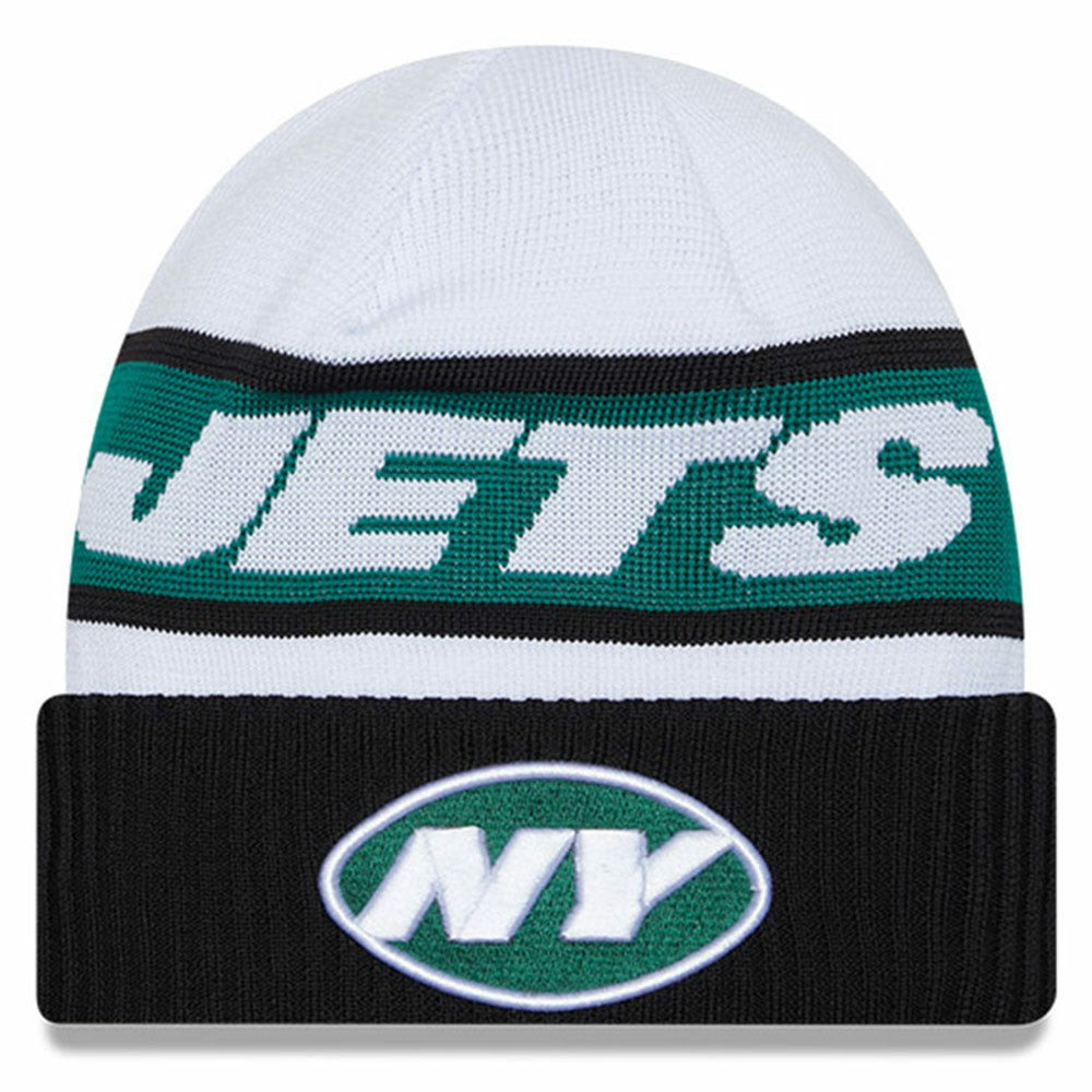 New York Jets New Era 2023 Sideline Tech Cuffed Knit Hat White/Black