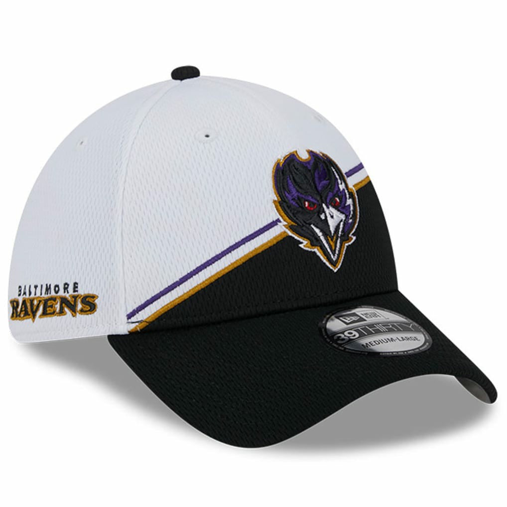 Baltimore Ravens New Era 2023 Sideline 39THIRTY Flex Hat White/Black