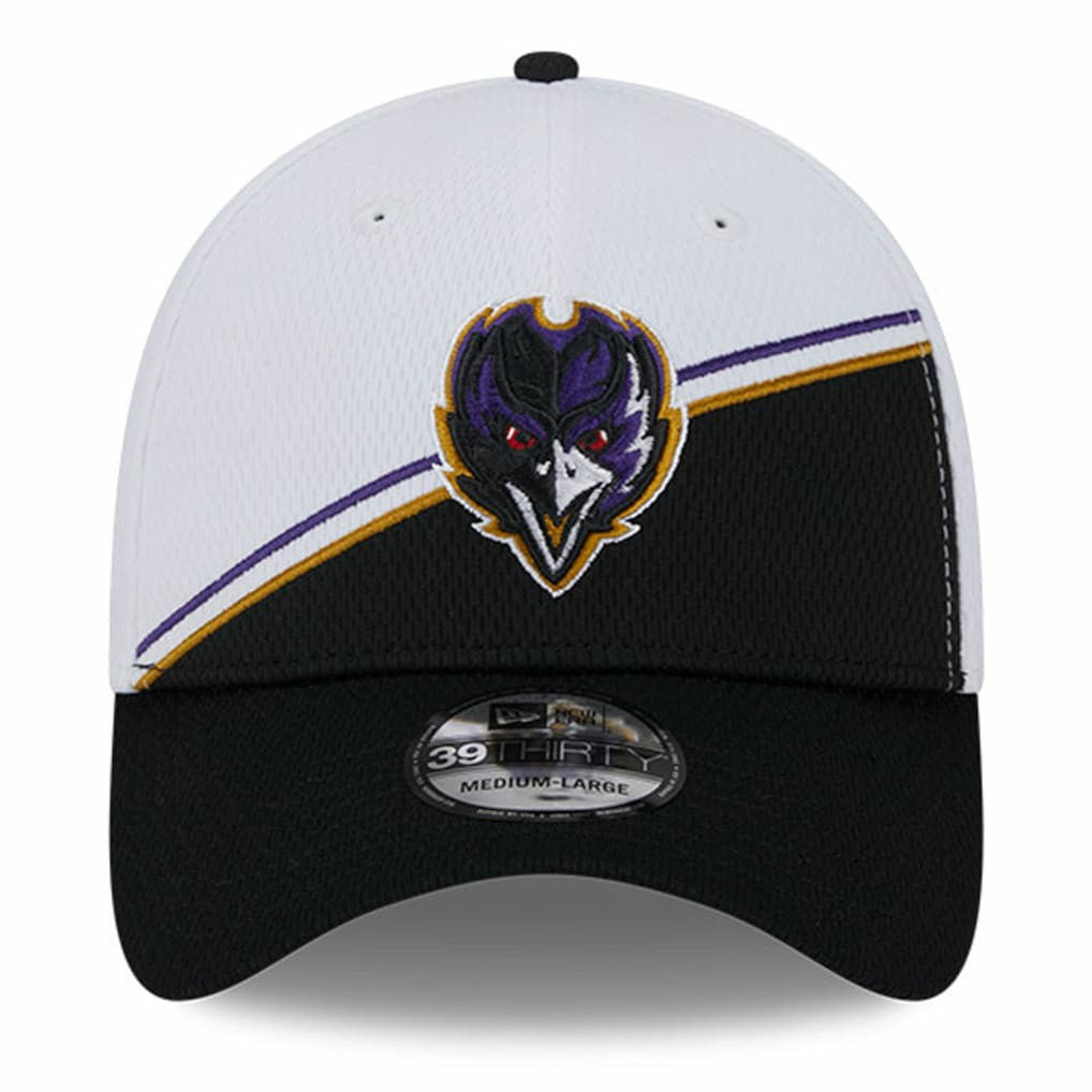 Baltimore Ravens New Era 2023 Sideline 39THIRTY Flex Hat White/Black