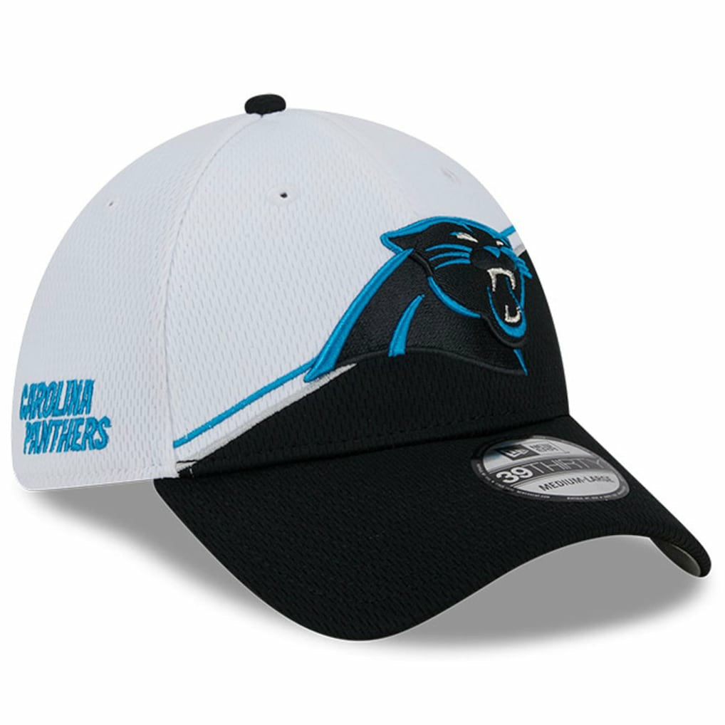 Carolina Panthers New Era 2023 Sideline 39THIRTY Flex Hat White/Black