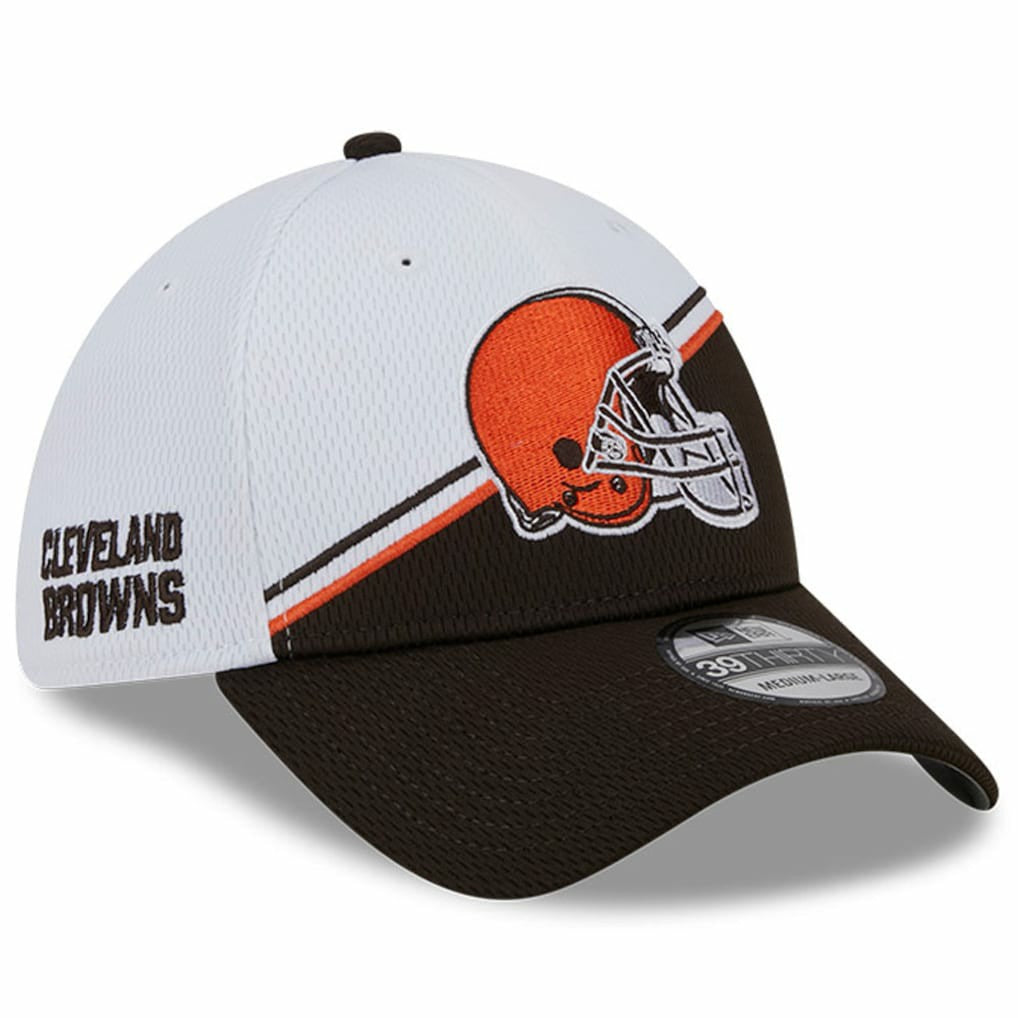 Cleveland Browns New Era 2023 Sideline 39THIRTY Flex Hat White/Brown