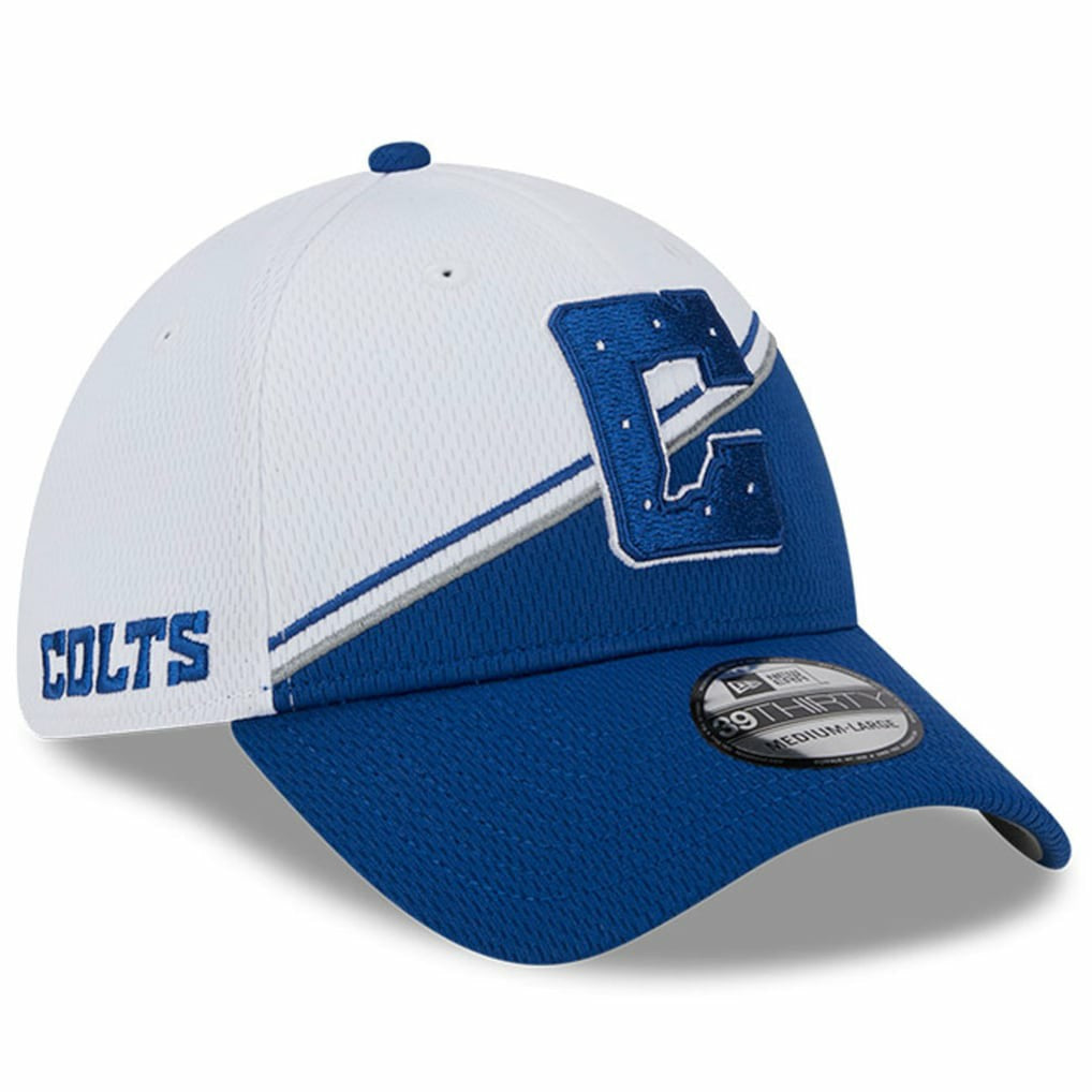Indianapolis Colts New Era 2023 Sideline 39THIRTY Flex Hat White/Royal