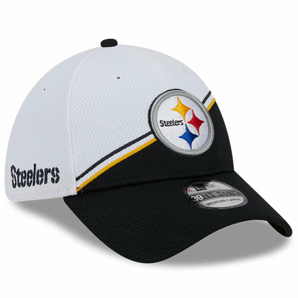 Pittsburgh Steelers New Era 2023 Sideline 39THIRTY Flex Hat White/Black