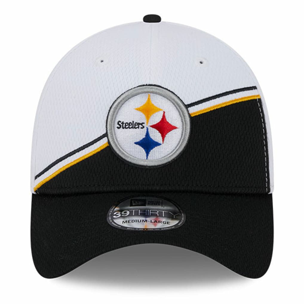Pittsburgh Steelers New Era 2023 Sideline 39THIRTY Flex Hat White/Black