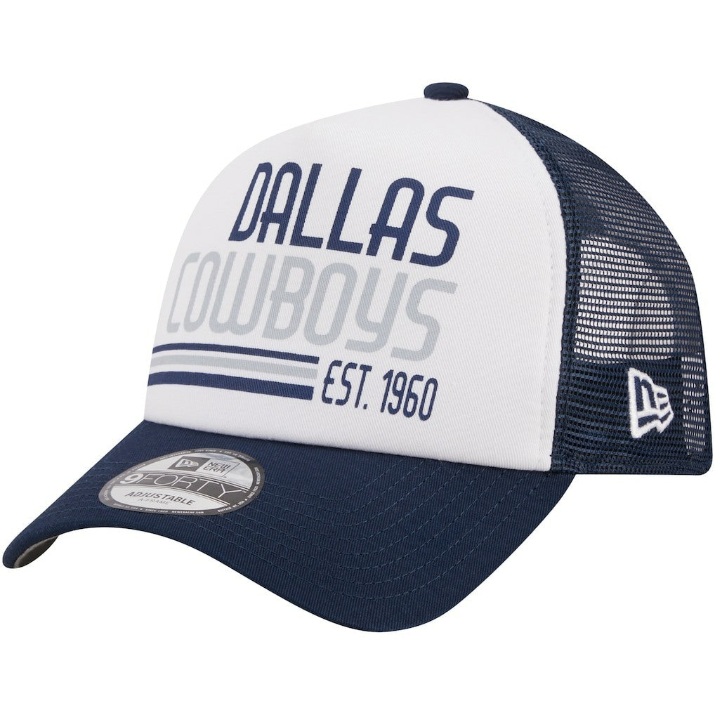 Dallas Cowboys New Era Stacked A-Frame Trucker 9FORTY Adjustable Hat White/Navy