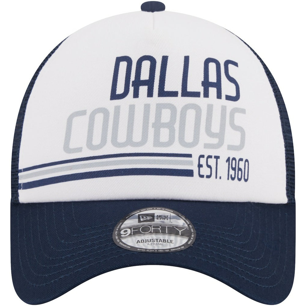 Dallas Cowboys New Era Stacked A-Frame Trucker 9FORTY Adjustable Hat White/Navy