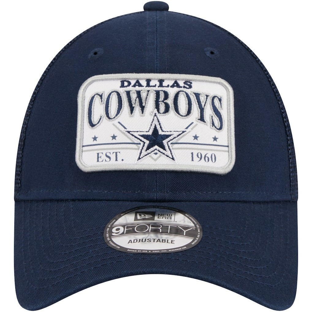 Dallas Cowboys New Era Plate 9FORTY Trucker Adjustable Hat Navy