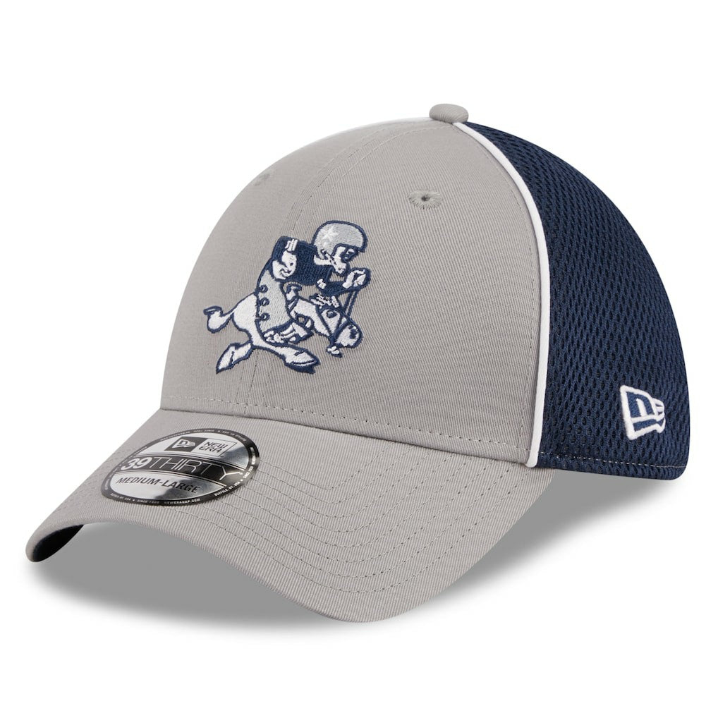 Dallas Cowboys New Era Pipe Retro Joe 39THIRTY Flex Hat Silver/Navy