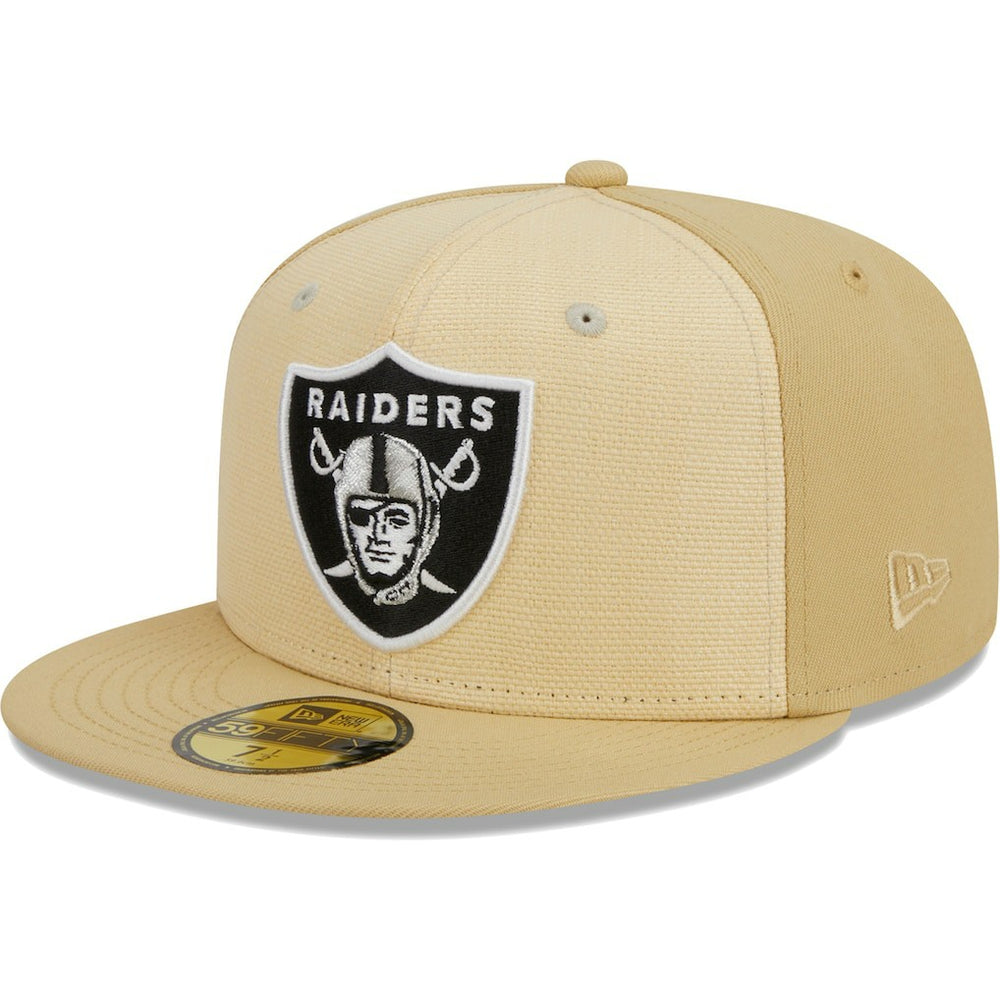 Las Vegas Raiders New Era Raffia Front 59FIFTY Fitted Hat Khaki