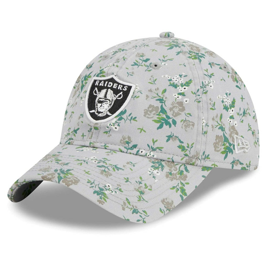 Las Vegas Raiders New Era Girls Youth Bouquet 9TWENTY Adjustable Hat Gray