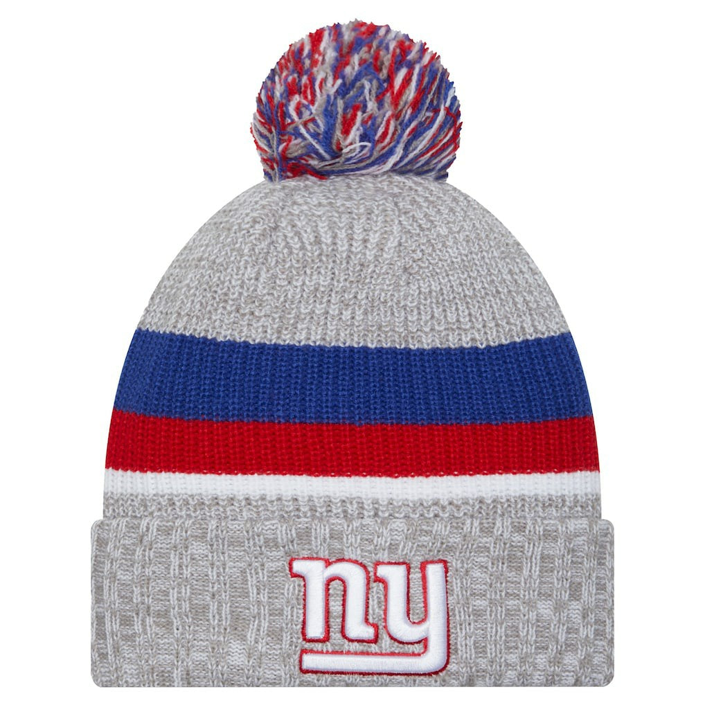 New York Giants New Era Youth Cuffed Knit Hat with Pom Heather Gray