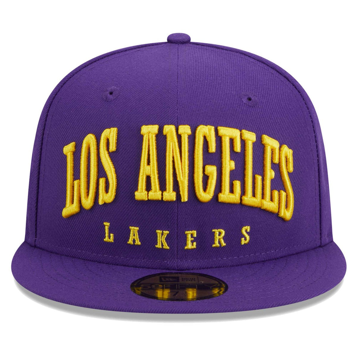 Los Angeles Lakers Big Arch Text 59FIFTY Fitted Hat Purple