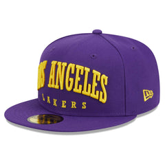 Los Angeles Lakers Big Arch Text 59FIFTY Fitted Hat Purple
