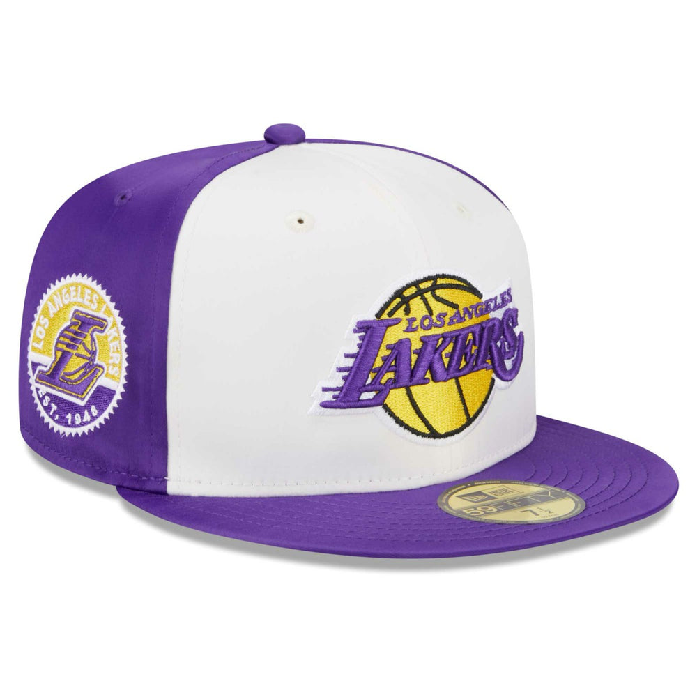 Los Angeles Lakers Throwback Satin 59FIFTY Fitted Hat White