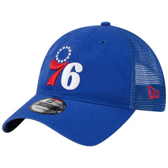 Philadelphia 76ers Distinct Side Patch Trucker 9TWENTY Adjustable Hat Royal