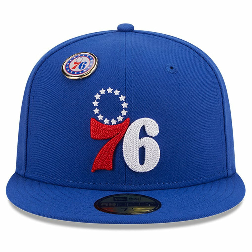 Philadelphia 76ers Chainstitch Logo Pin 59FIFTY Fitted Hat Royal