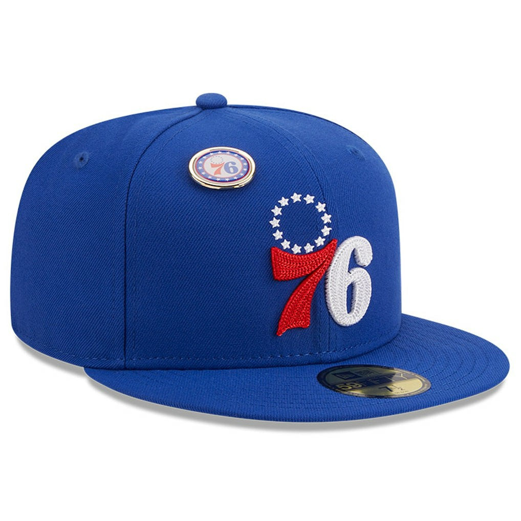 Philadelphia 76ers Chainstitch Logo Pin 59FIFTY Fitted Hat Royal