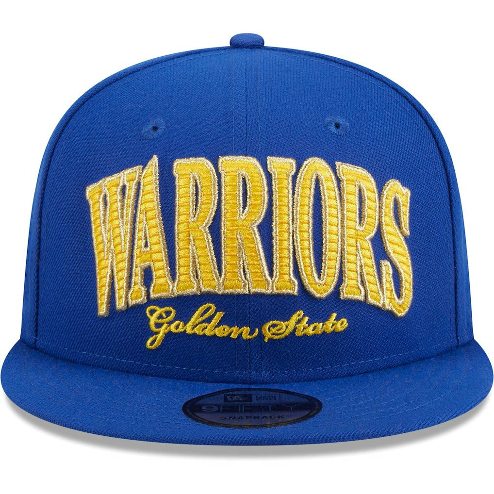 Golden State Warriors Golden Tall Text 9FIFTY Snapback Hat Royal