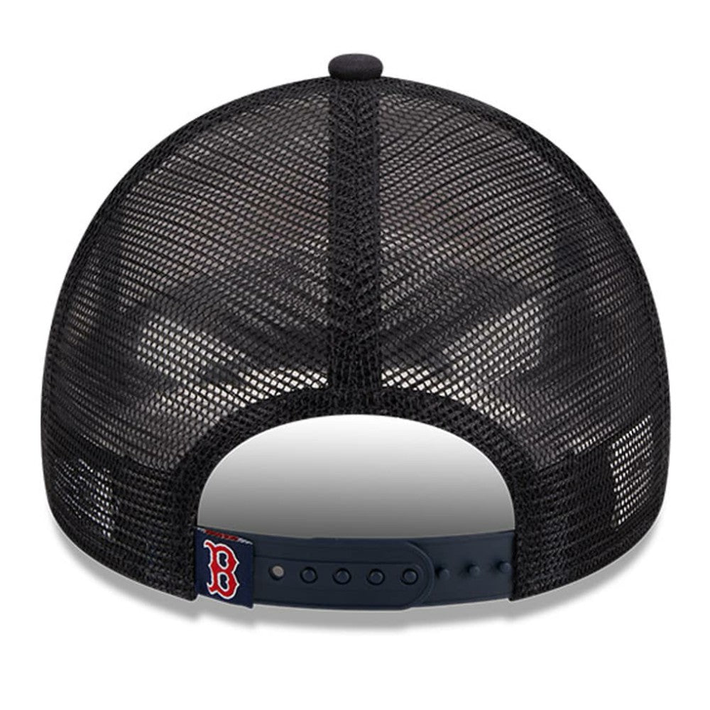 Boston Red Sox New Era Stacked A-Frame Trucker 9FORTY Adjustable Hat - White/Navy Hats