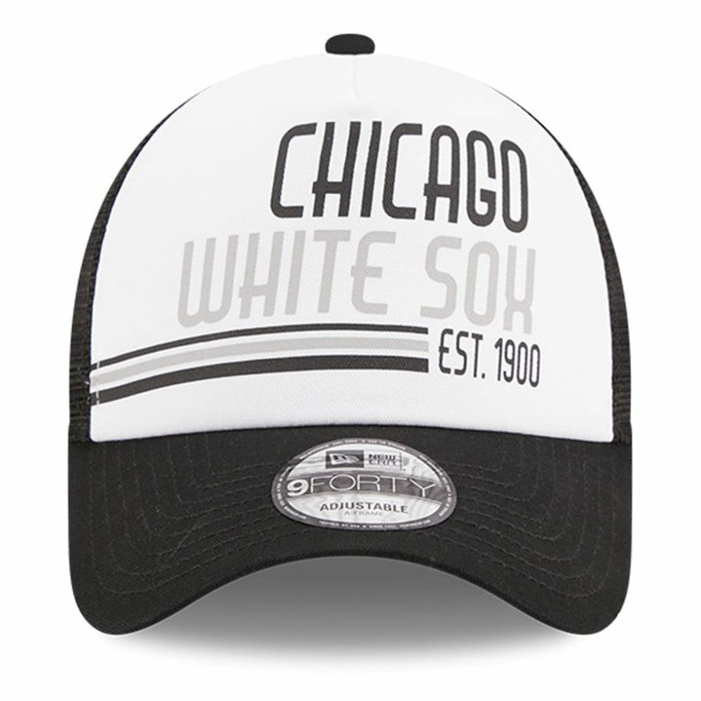 Chicago White Sox New Era Stacked A-Frame Trucker 9FORTY Adjustable Hat - White/Black Hats