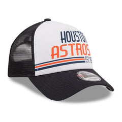 Houston Astros New Era Stacked A-Frame Trucker 9FORTY Adjustable Hat - White/Navy Hats