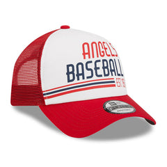 Los Angeles Angels New Era Stacked A-Frame Trucker 9FORTY Adjustable Hat - White/Red Hats