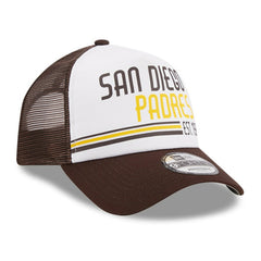 San Diego Padres New Era Stacked A-Frame Trucker 9FORTY Adjustable Hat - White/Brown Hats
