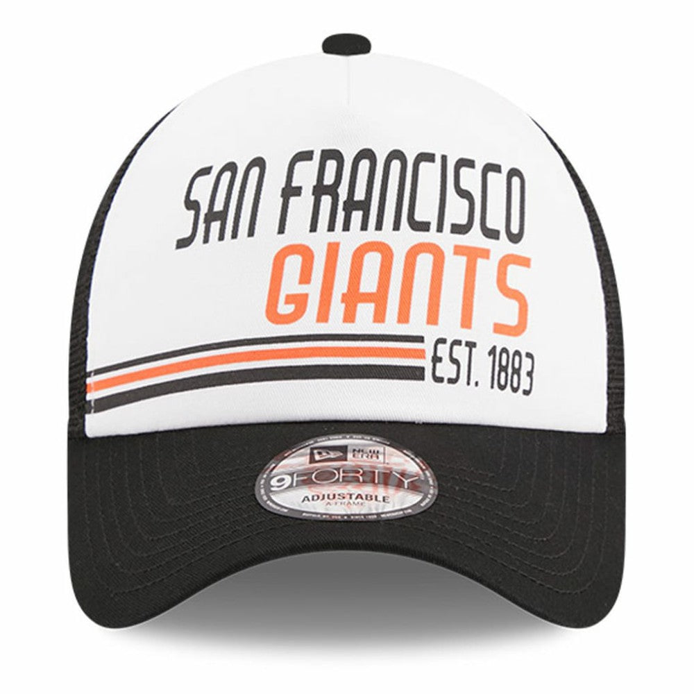 San Francisco Giants New Era Stacked A-Frame Trucker 9FORTY Adjustable Hat - White/Black Hats