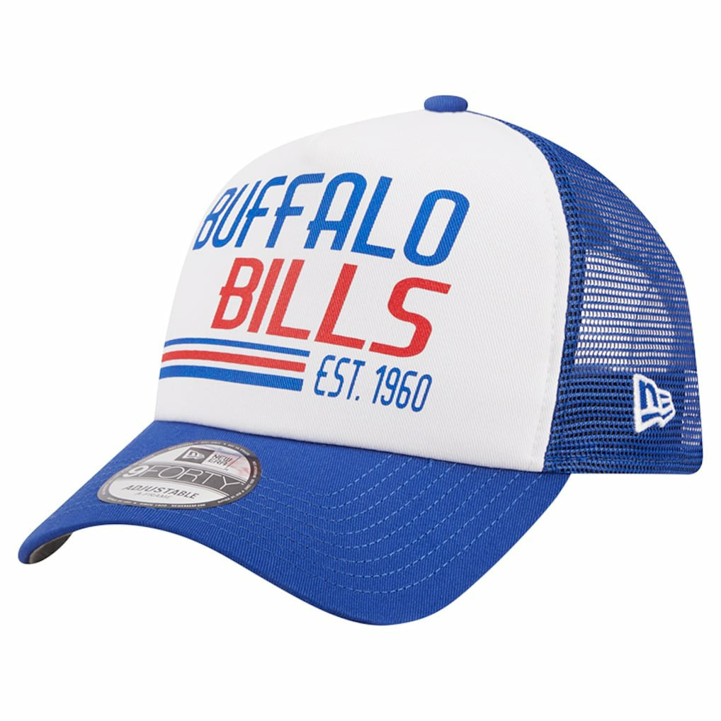 Buffalo Bills New Era Stacked A-Frame Trucker 9FORTY Adjustable Hat White/Royal