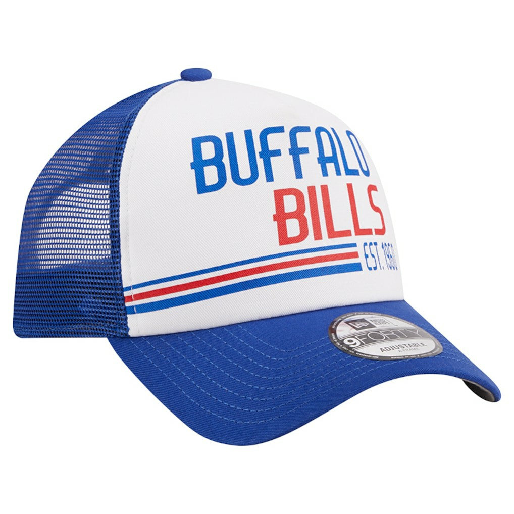 Buffalo Bills New Era Stacked A-Frame Trucker 9FORTY Adjustable Hat White/Royal