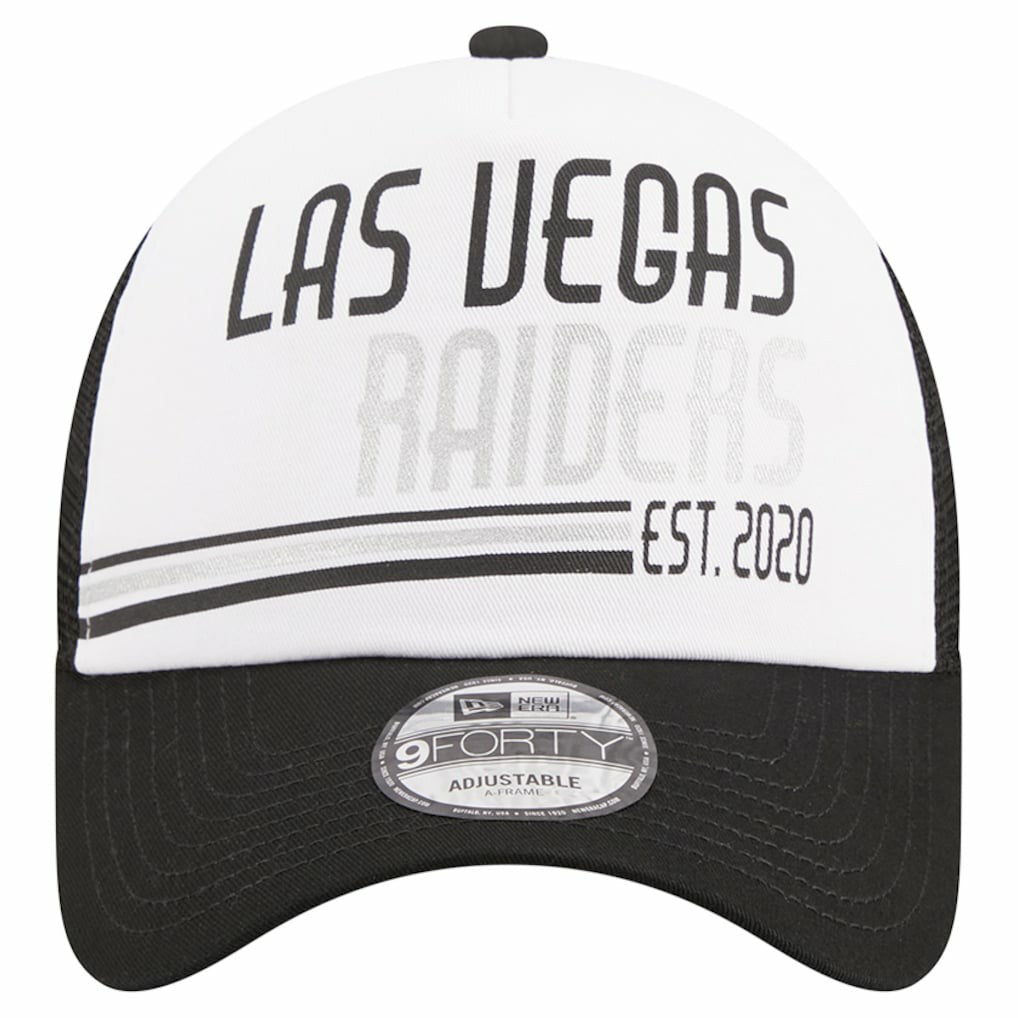 Las Vegas Raiders New Era Stacked A-Frame Trucker 9FORTY Adjustable Hat White/Black