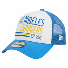 Los Angeles Chargers New Era Stacked A-Frame Trucker 9FORTY Adjustable Hat White/Powder Blue