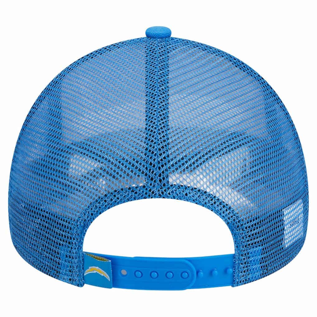Los Angeles Chargers New Era Stacked A-Frame Trucker 9FORTY Adjustable Hat White/Powder Blue