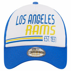 Los Angeles Rams New Era Stacked A-Frame Trucker 9FORTY Adjustable Hat White/Royal