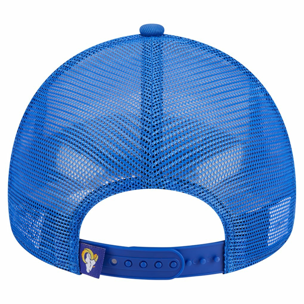 Los Angeles Rams New Era Stacked A-Frame Trucker 9FORTY Adjustable Hat White/Royal