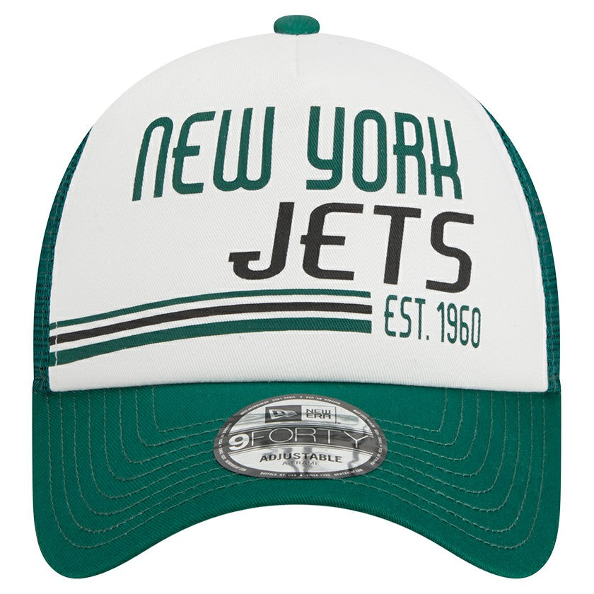 New York Jets New Era Stacked A-Frame Trucker 9FORTY Adjustable Hat White/Green