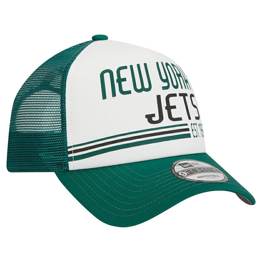 New York Jets New Era Stacked A-Frame Trucker 9FORTY Adjustable Hat White/Green