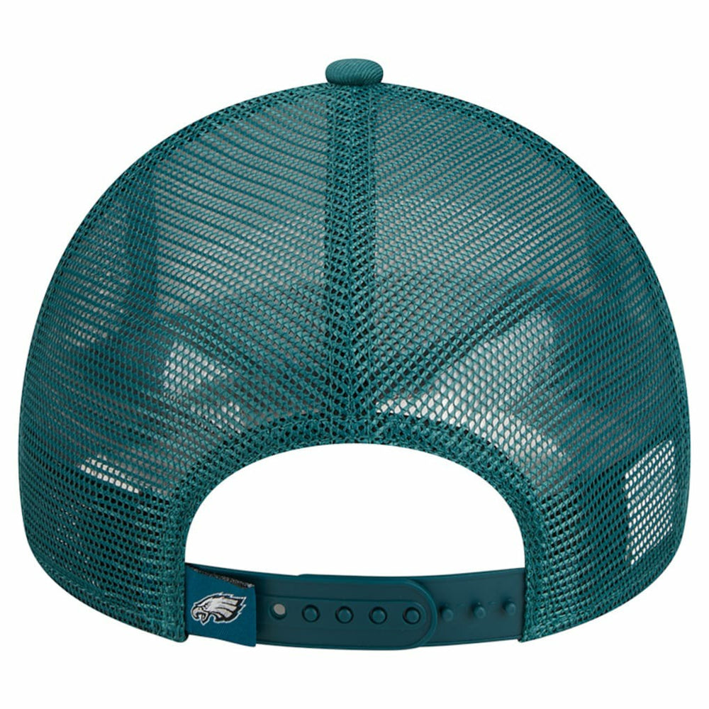 Philadelphia Eagles New Era Stacked A-Frame Trucker 9FORTY Adjustable Hat White/Midnight Green