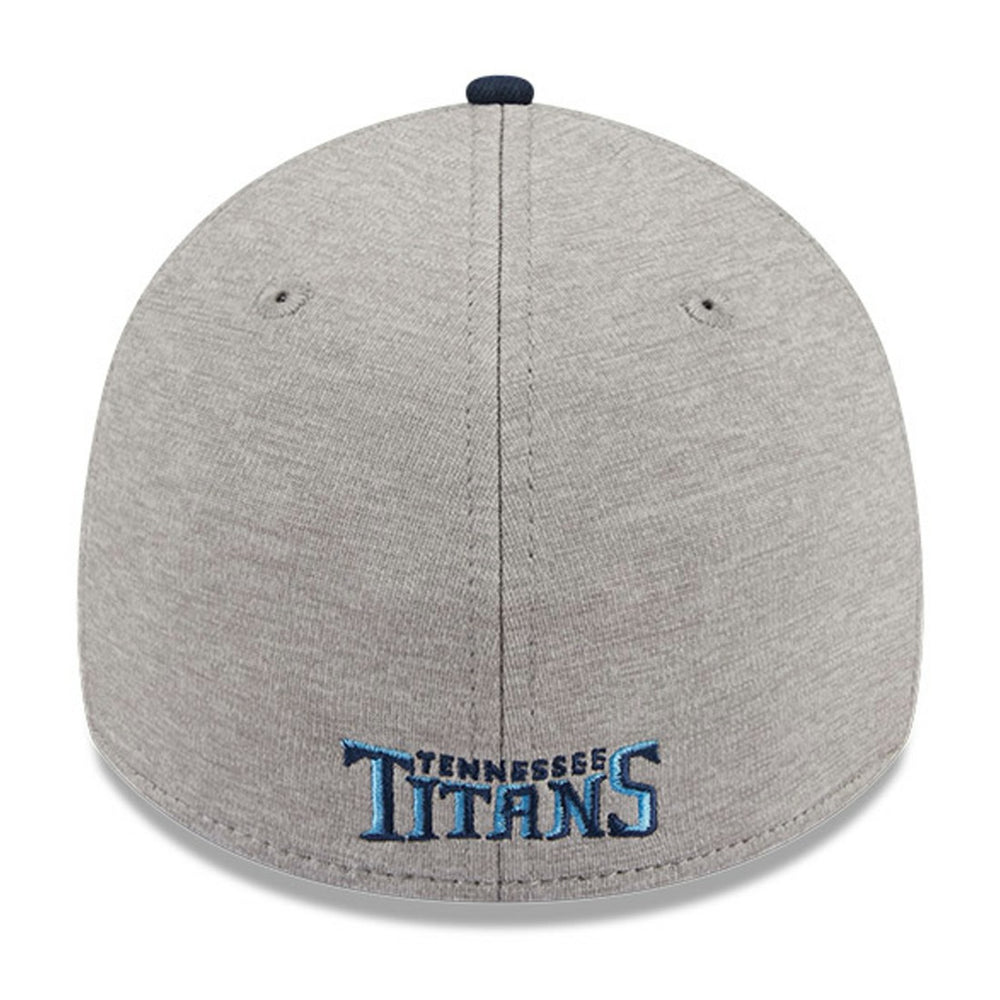 Tennessee Titans New Era Striped 39THIRTY Flex Hat Heather Gray/Navy