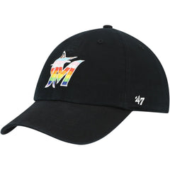 Miami Marlins '47 Team Pride Clean Up Adjustable Hat - Black Hats