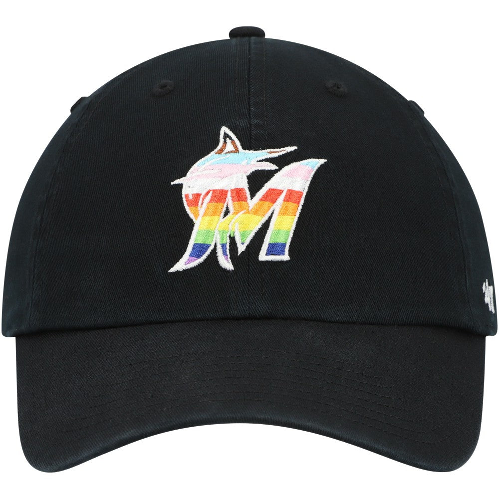 Miami Marlins '47 Team Pride Clean Up Adjustable Hat - Black Hats