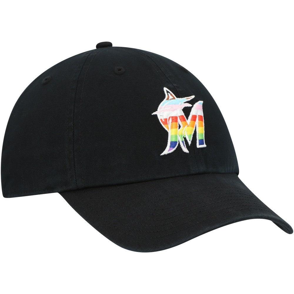 Miami Marlins '47 Team Pride Clean Up Adjustable Hat - Black Hats