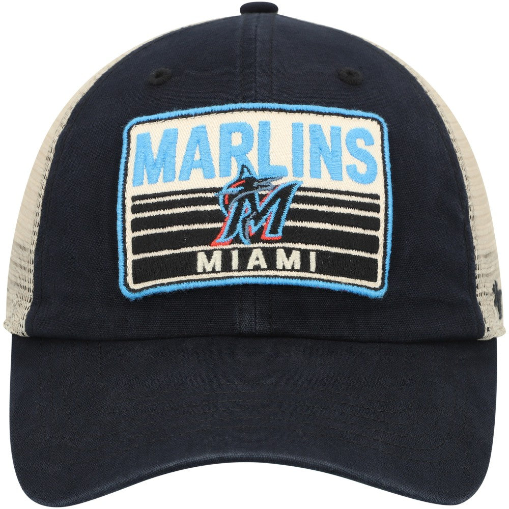 Miami Marlins '47 Four Stroke Clean Up Trucker Snapback Hat - Black Hats