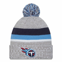 Tennessee Titans New Era Cuffed Knit Hat with Pom Heather Gray