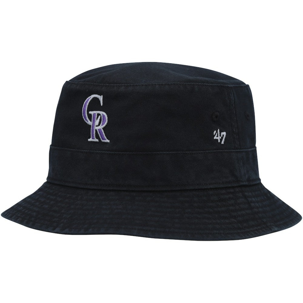Colorado Rockies '47 Primary Bucket Hat - Black Hats